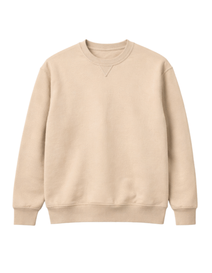 Solid Beige Pullover Sweatshirt for Men
