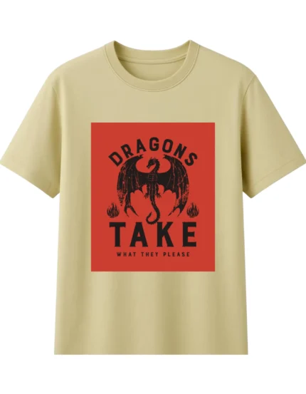 Beige Dragon Graphic T-shirt for Men