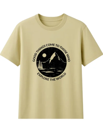 Beige Graphic T-shirt for Men